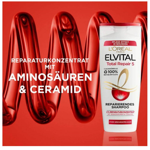 Шампунь для відновлення сильнопошкодженого волосся L'Oreal Paris Elvital Total Repair 5 300 мл Шампунь для відновлення сильнопошкодженого волосся L'Oreal Paris Elvital Total Repair 5 300 мл